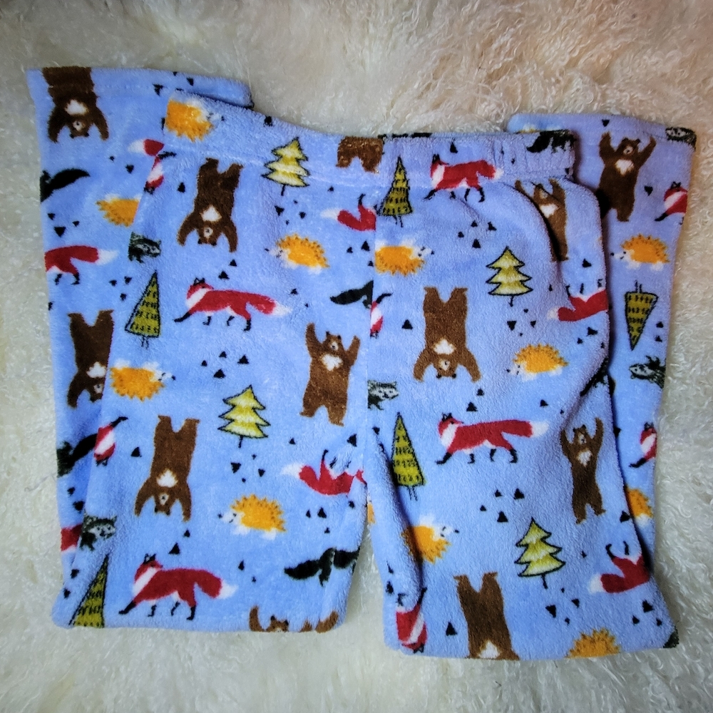 Boy's Open Trails 💯 % Polyester Cozy Faux Fur Pants Bears Tree's Foxes Raccoons